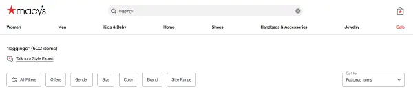 Macy's search bar