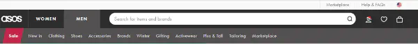 Asos search bar