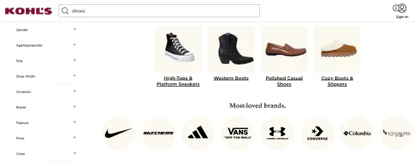 Kohl's search bar