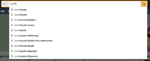 Amazon.com autocomplete example