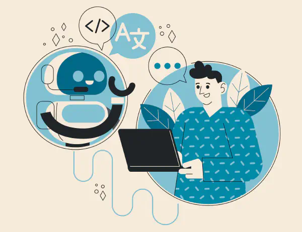 Person is communicating with chatbot
