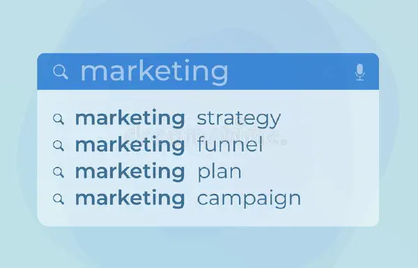Autocomplete examples of writing `marketing`