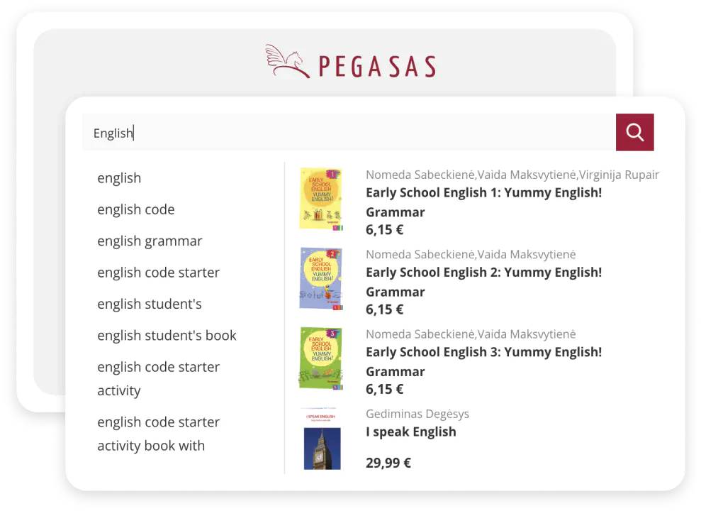 Product search in Pegasas page